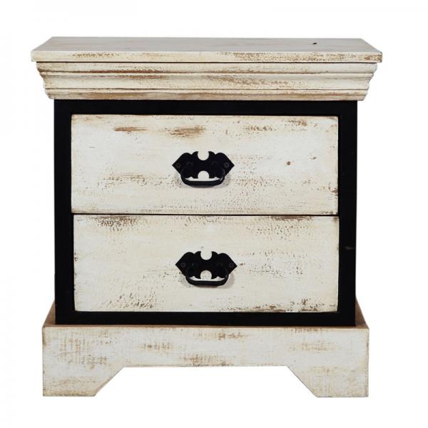 IRON WOODEN 2 DRAWER DISTRESS BEDSIDE