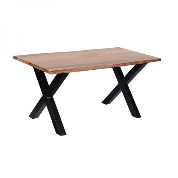 LIVE EDGE COFFEE TABLE WITH METAL X LEGS