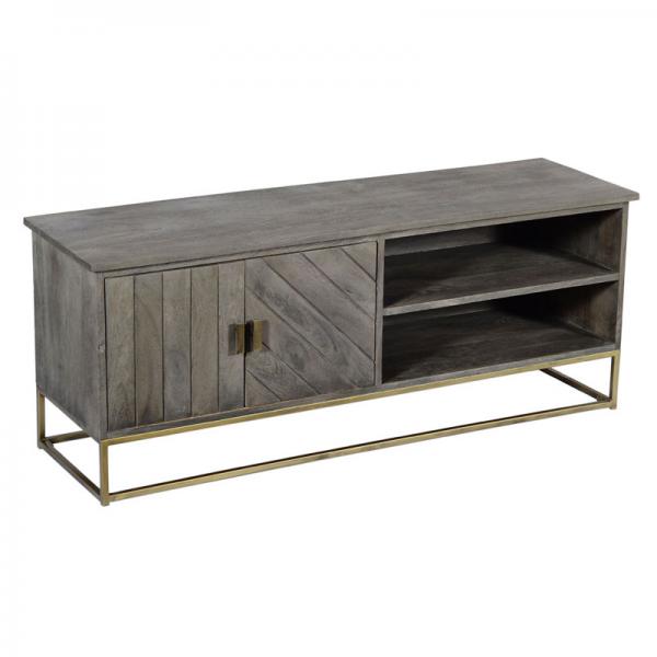 WOODEN 2 DOOR TV CABINET GREY FINISH